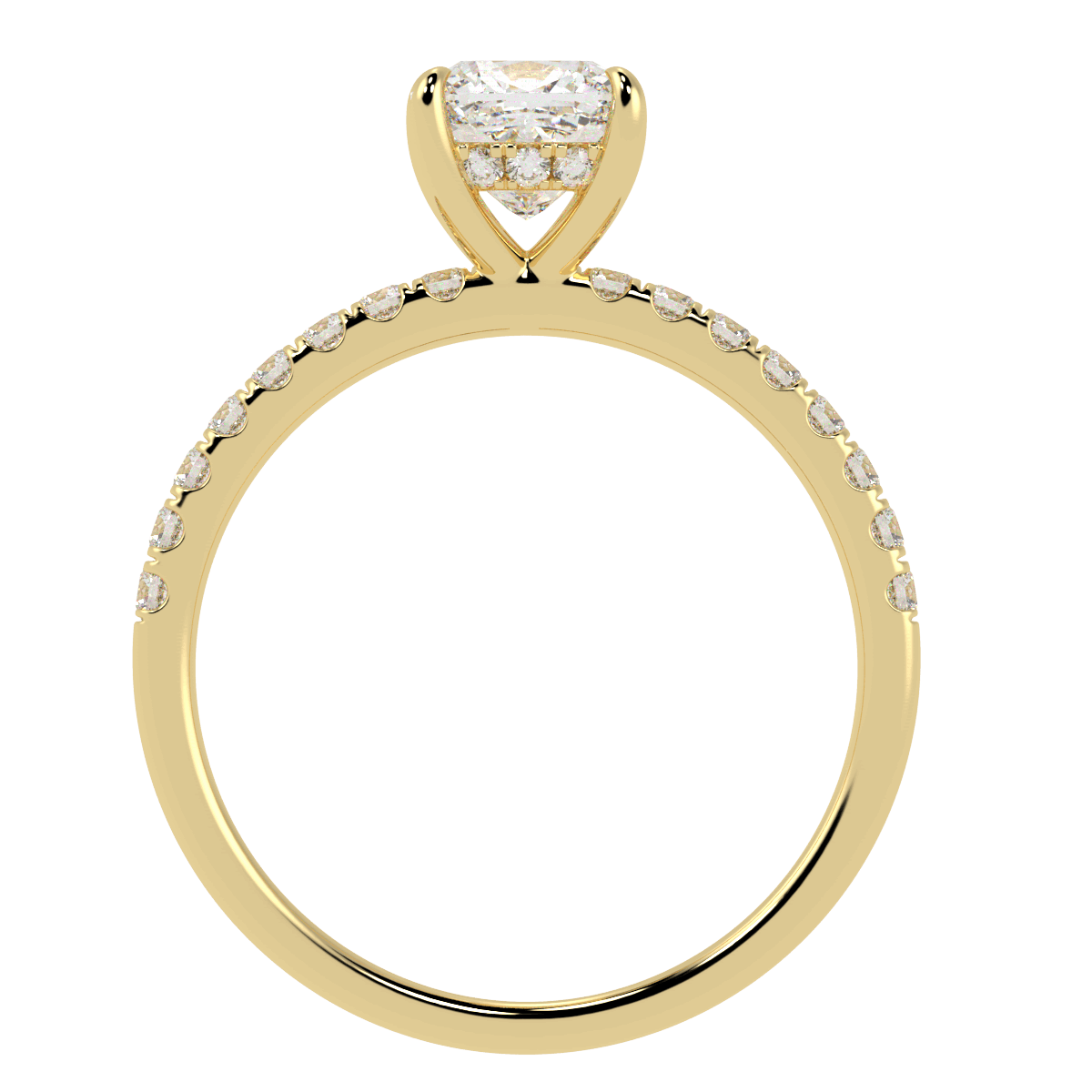 Cushion Cut Studded Hidden Halo Ring