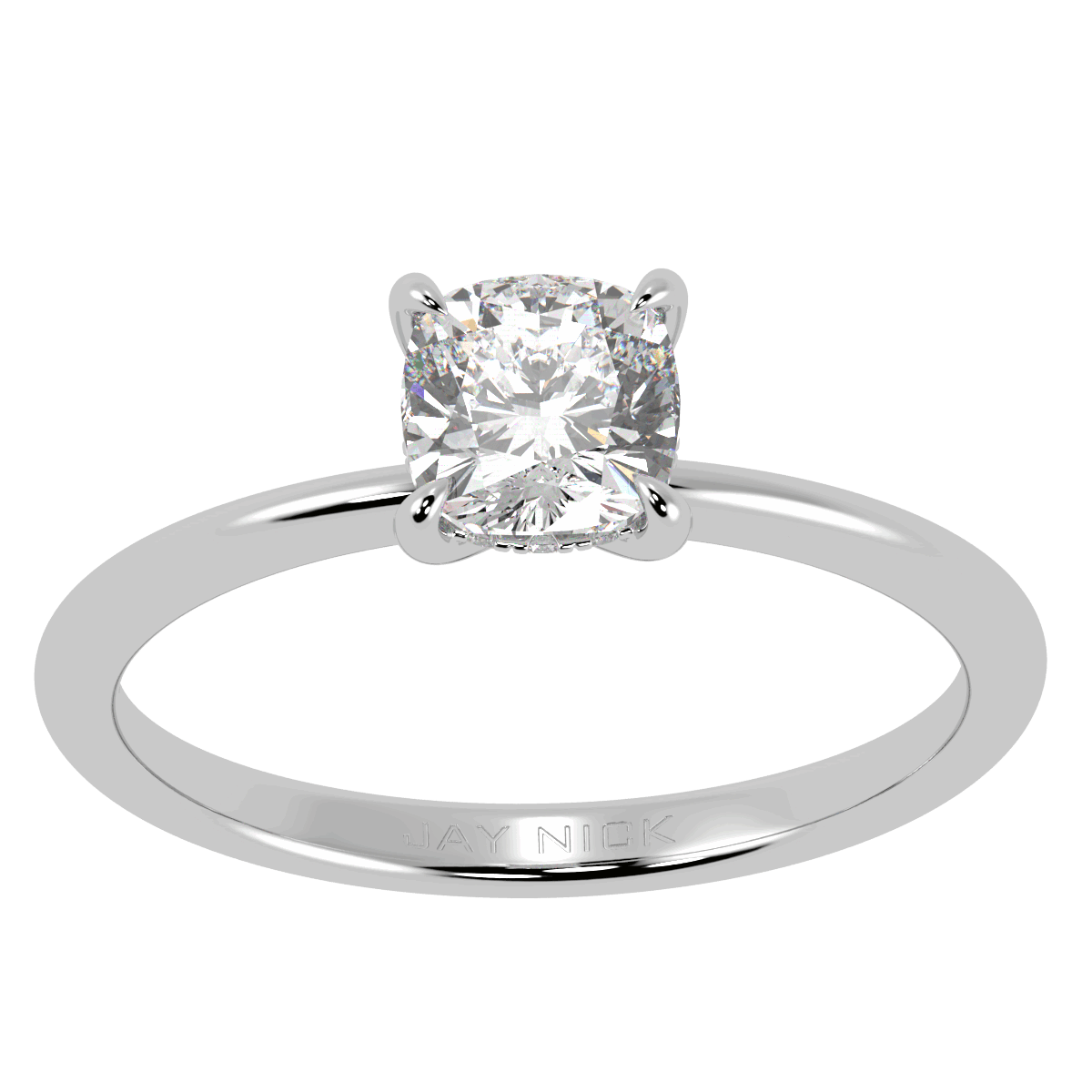 Cushion Cut Hidden Halo Ring