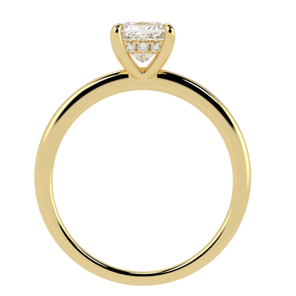 Cushion Cut Hidden Halo Ring