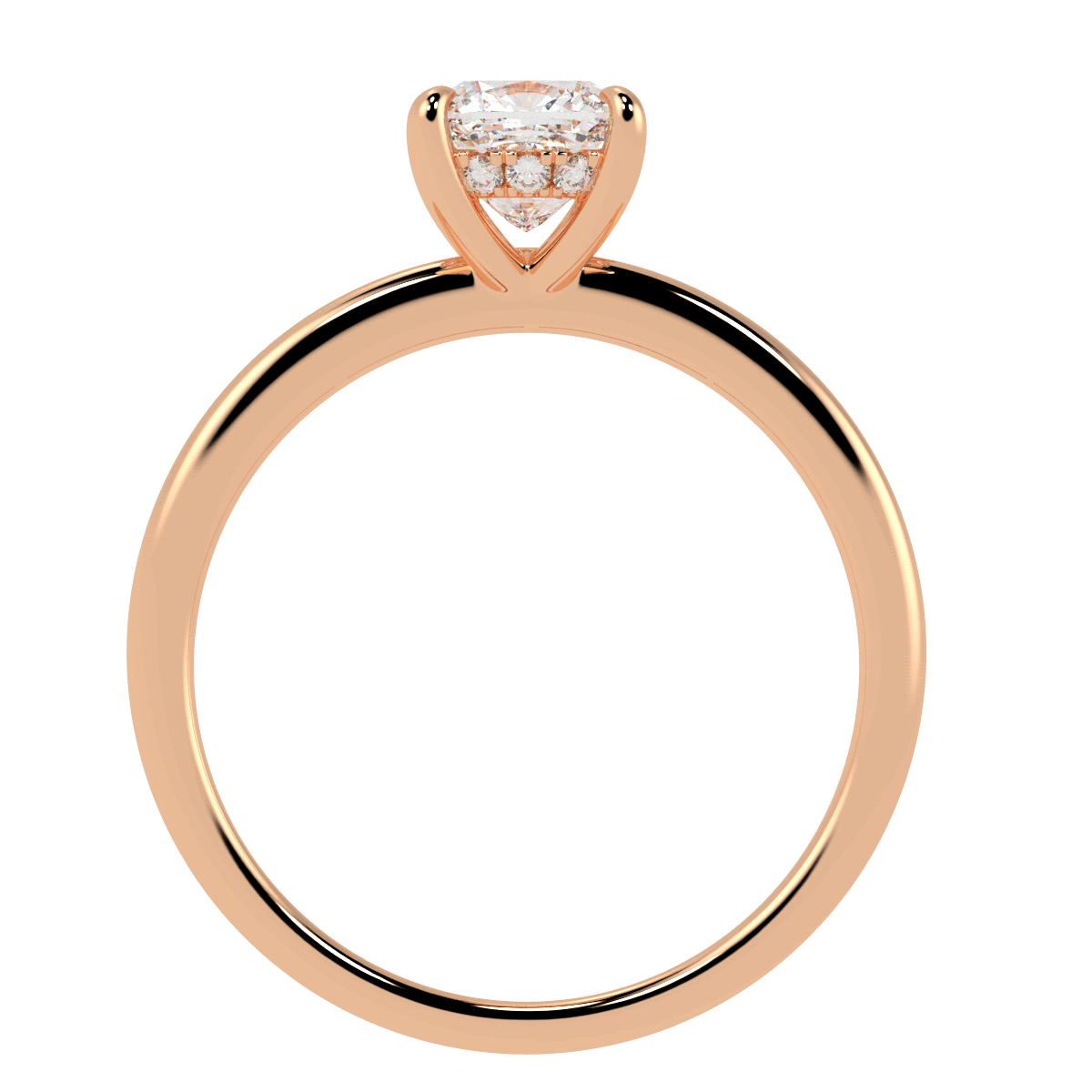 Cushion Cut Hidden Halo Ring