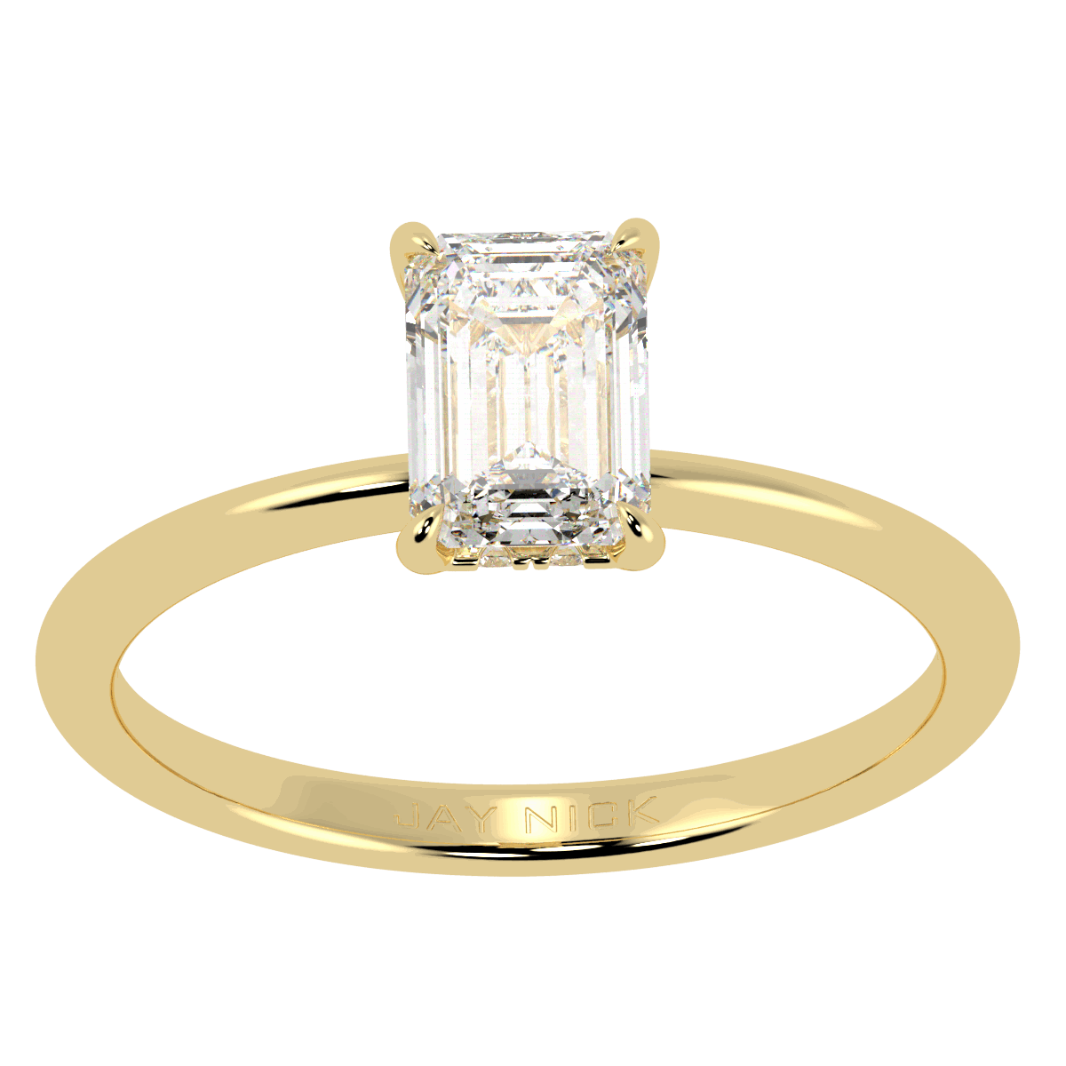 Emerald Cut Hidden Halo Ring