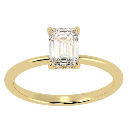 Emerald Cut Hidden Halo Ring