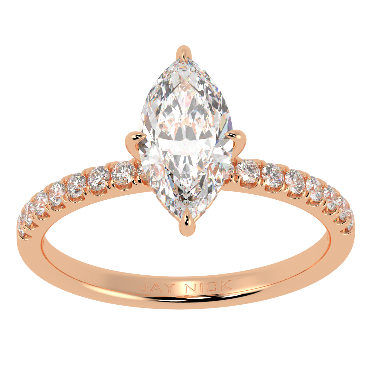 Marquise Cut Studded Hidden Halo Ring