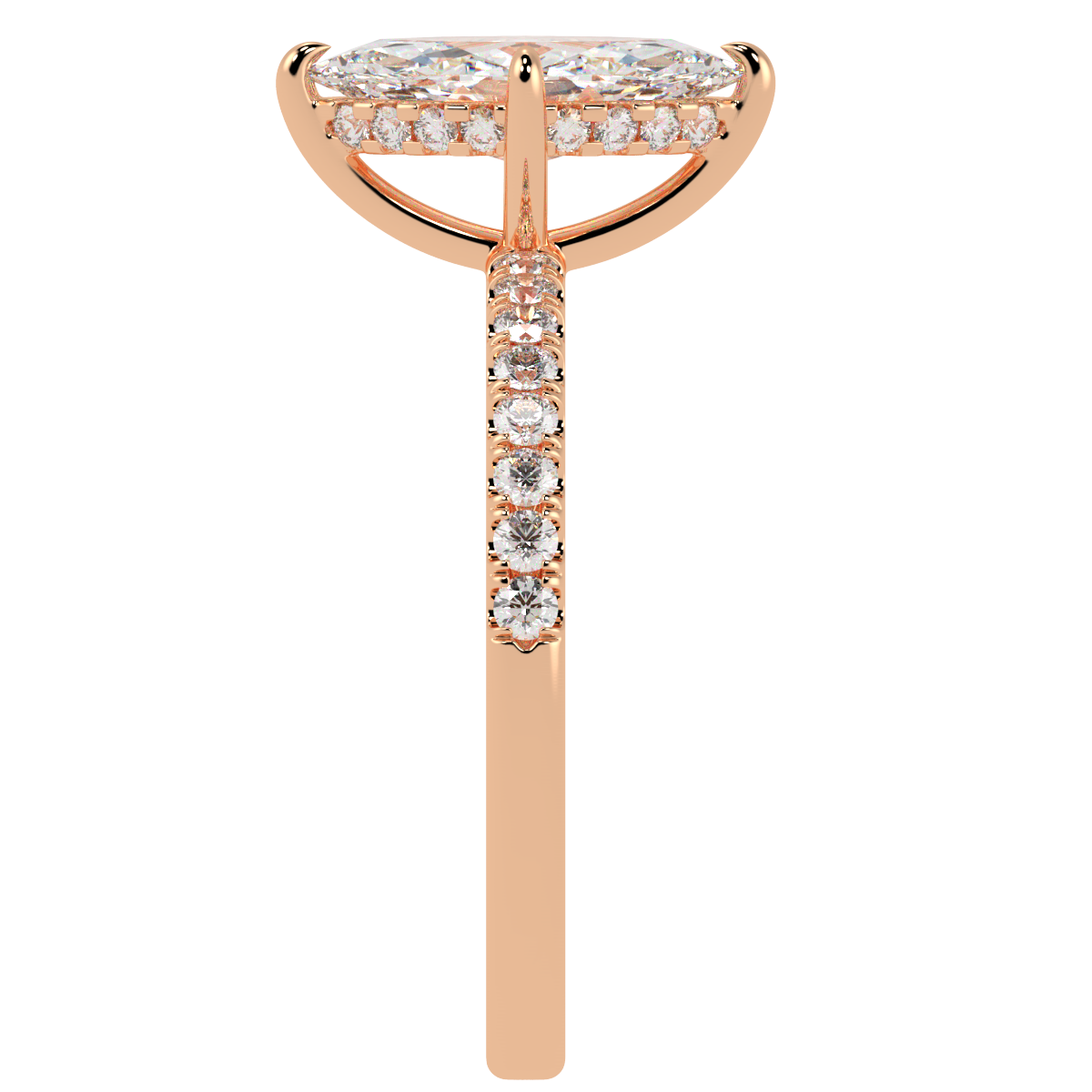 Marquise Cut Studded Hidden Halo Ring