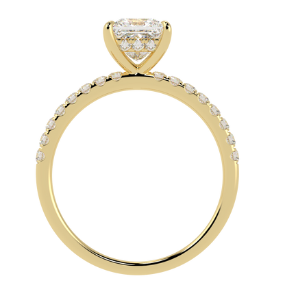 Princess Cut Studded Hidden Halo Ring