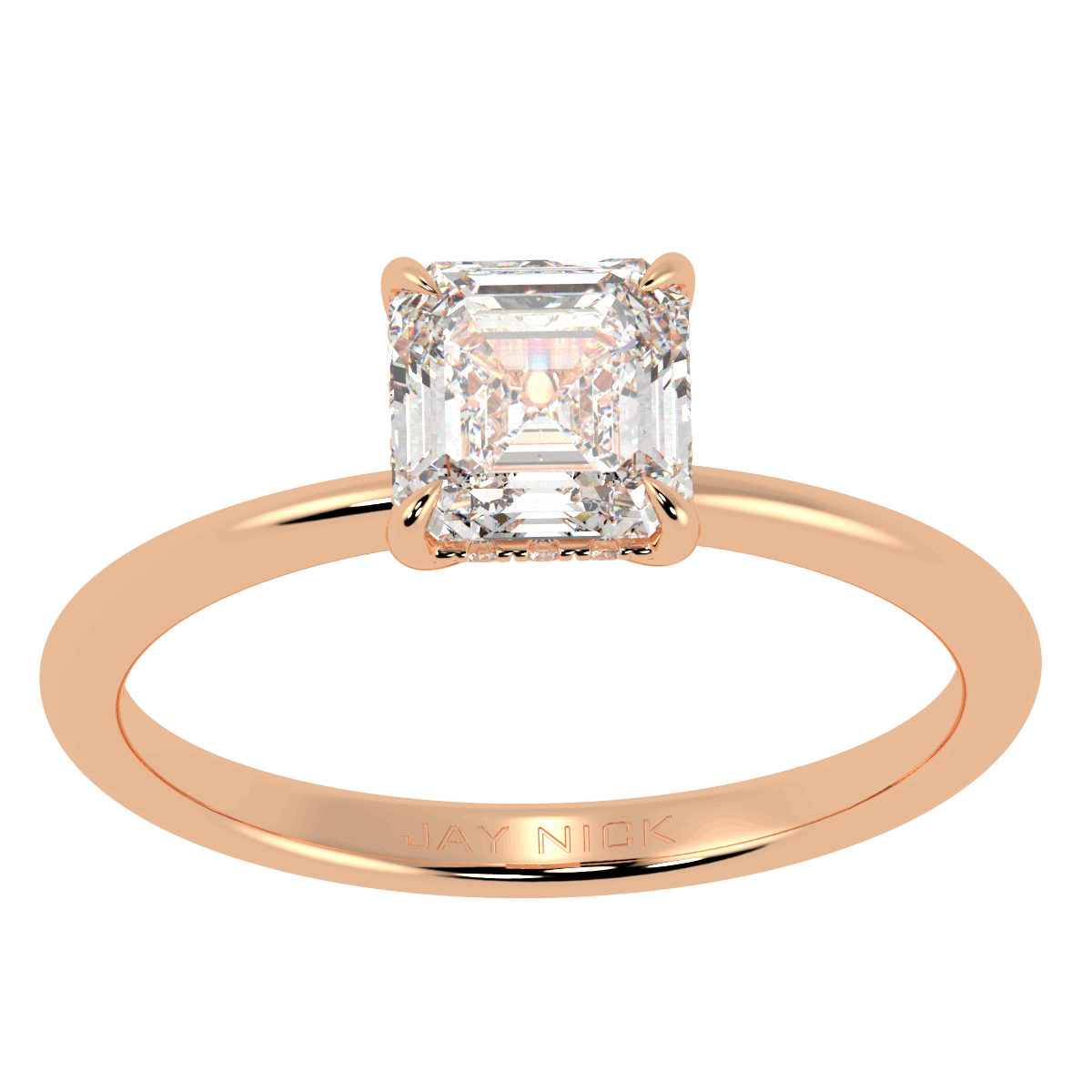 Asscher Cut Hidden Halo Ring