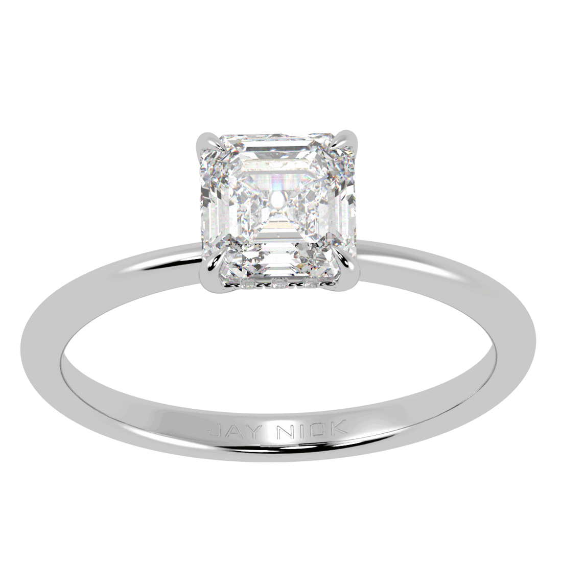 Asscher Cut Hidden Halo Ring