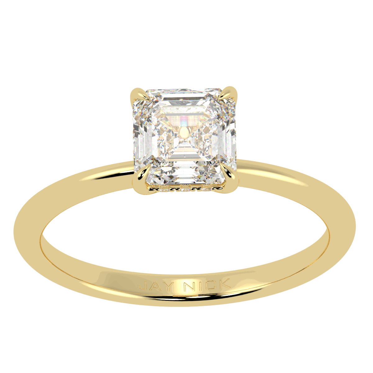 Asscher Cut Hidden Halo Ring