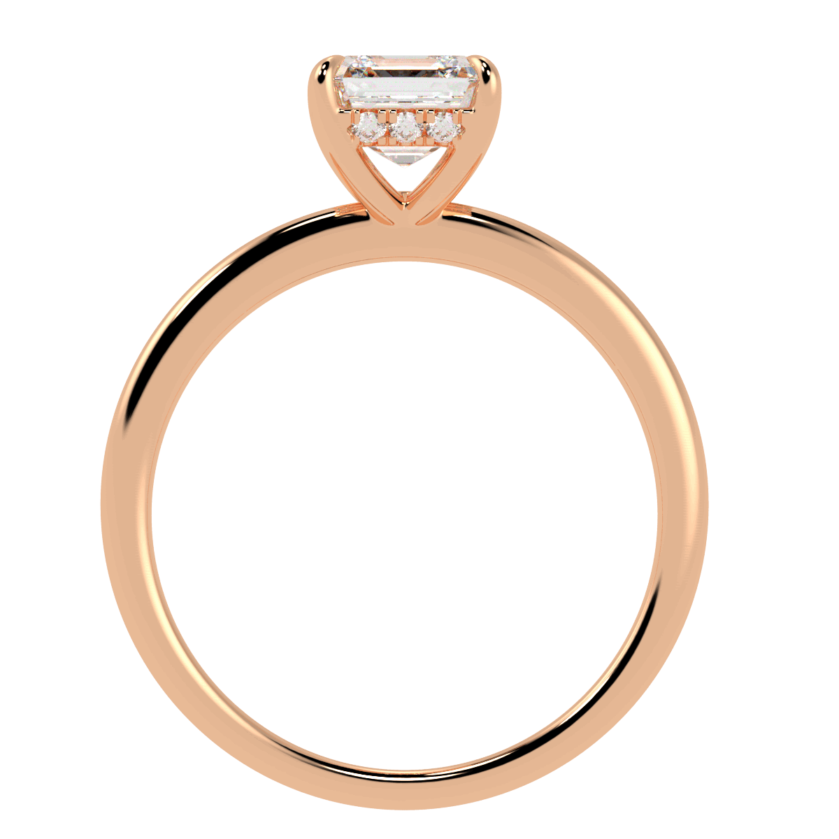 Asscher Cut Hidden Halo Ring