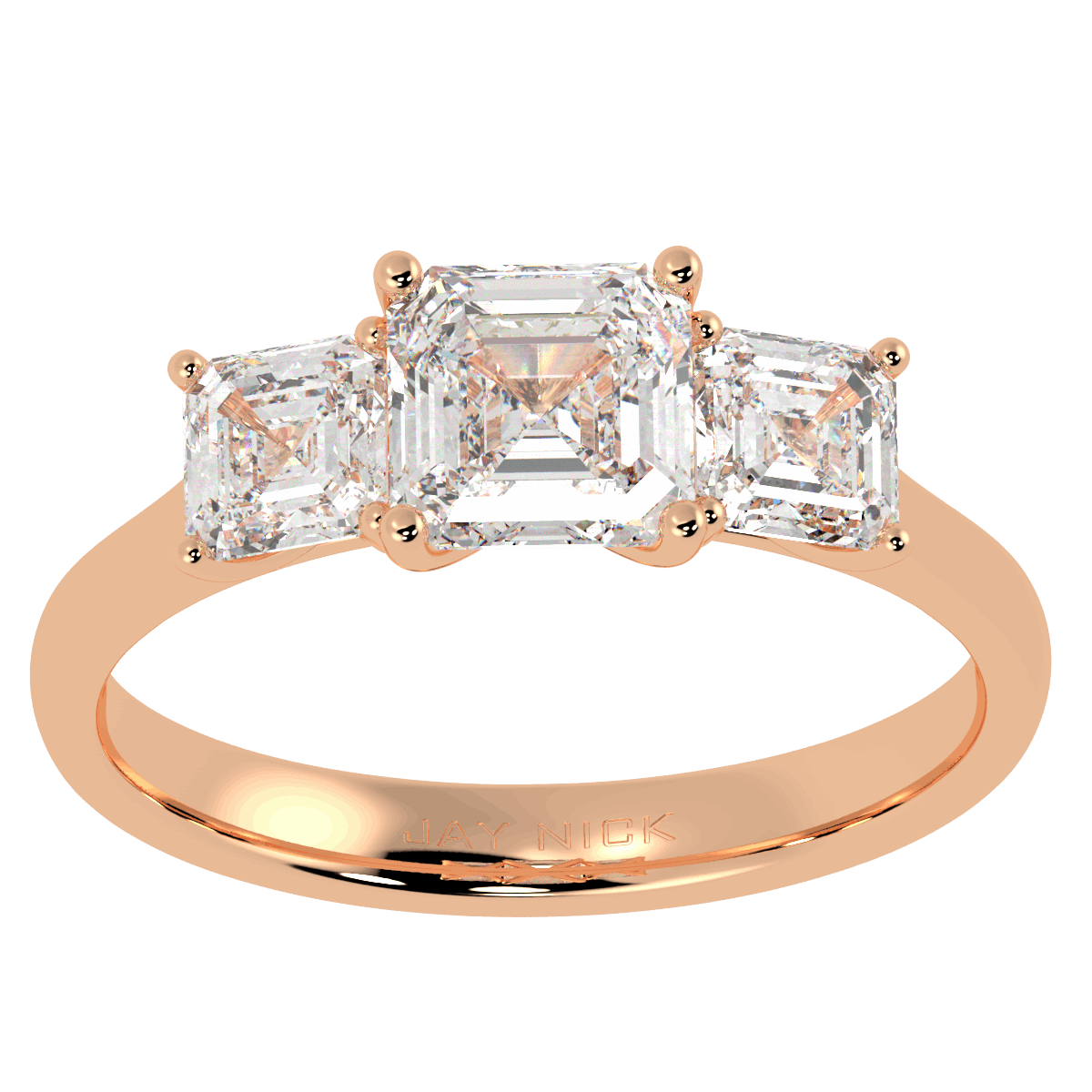 Asscher Cut Trilogy Ring