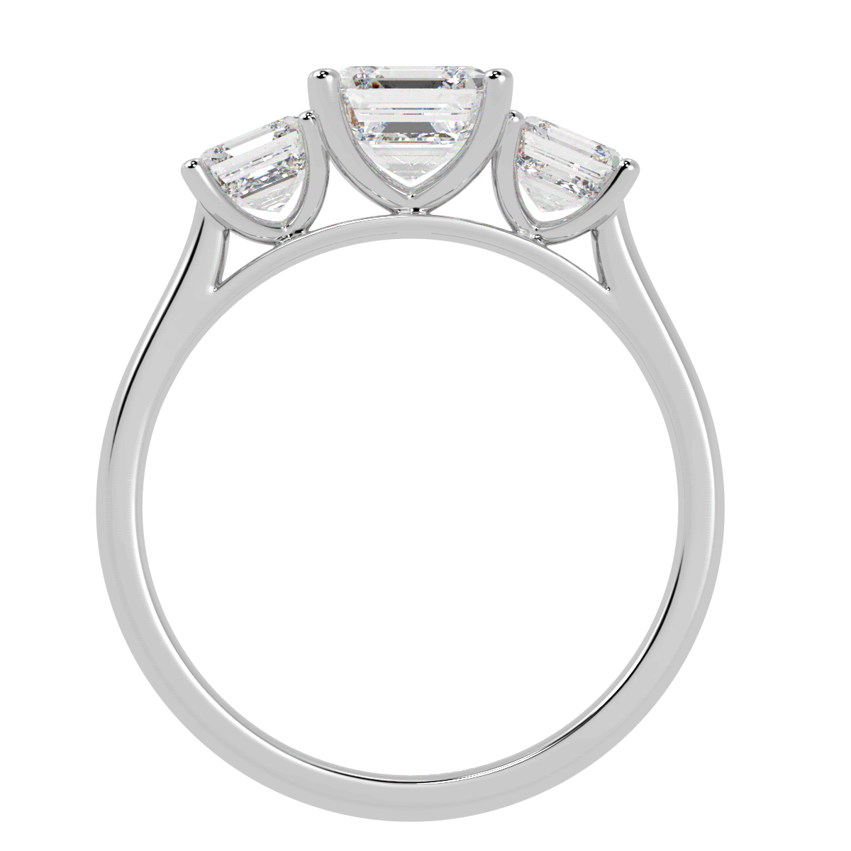 Asscher Cut Trilogy Ring