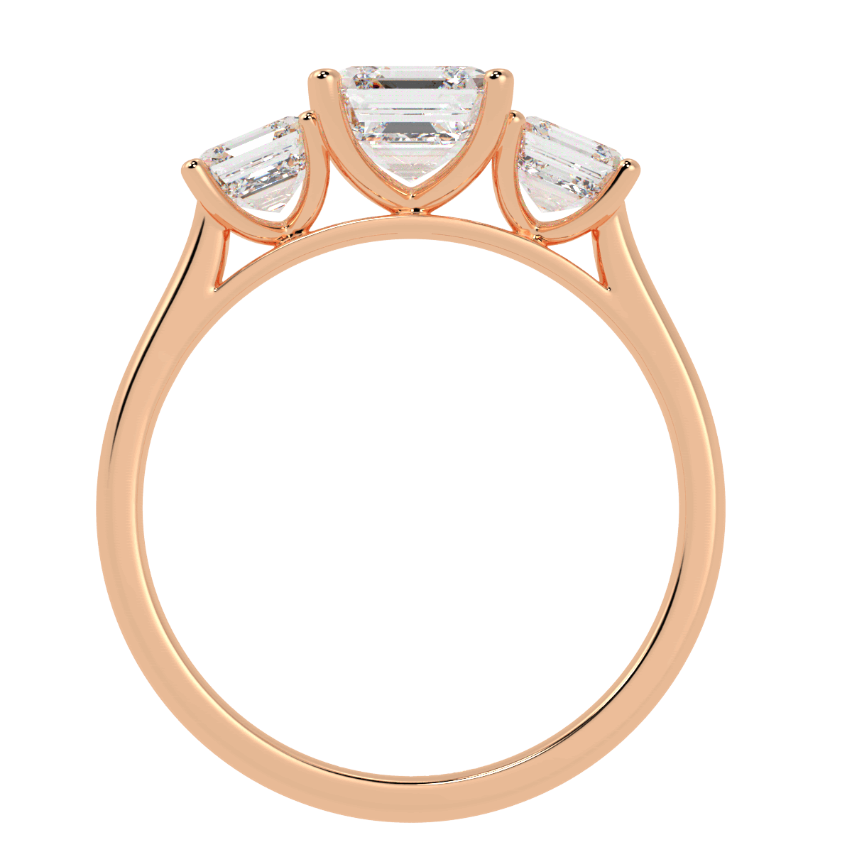 Asscher Cut Trilogy Ring