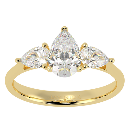 Pear Three Stone Ring