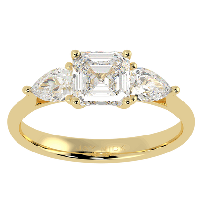 Asscher &amp; Pear Three Stone Ring