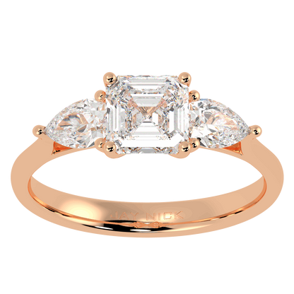 Asscher &amp; Pear Three Stone Ring