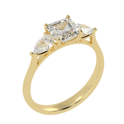 Asscher &amp; Pear Three Stone Ring