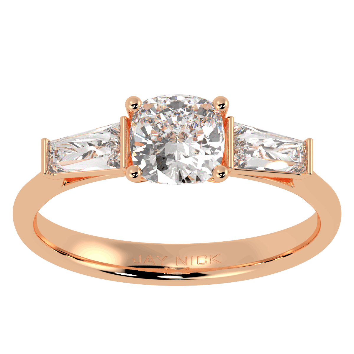 Cushion &amp; Baguette Three Stone Ring