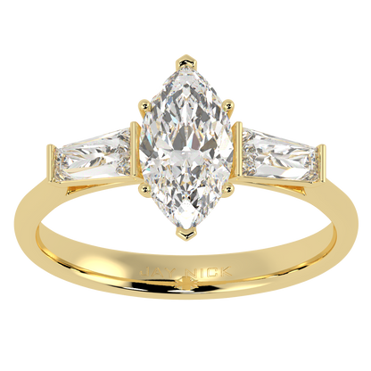 Marquise &amp; Baguette Three Stone Ring