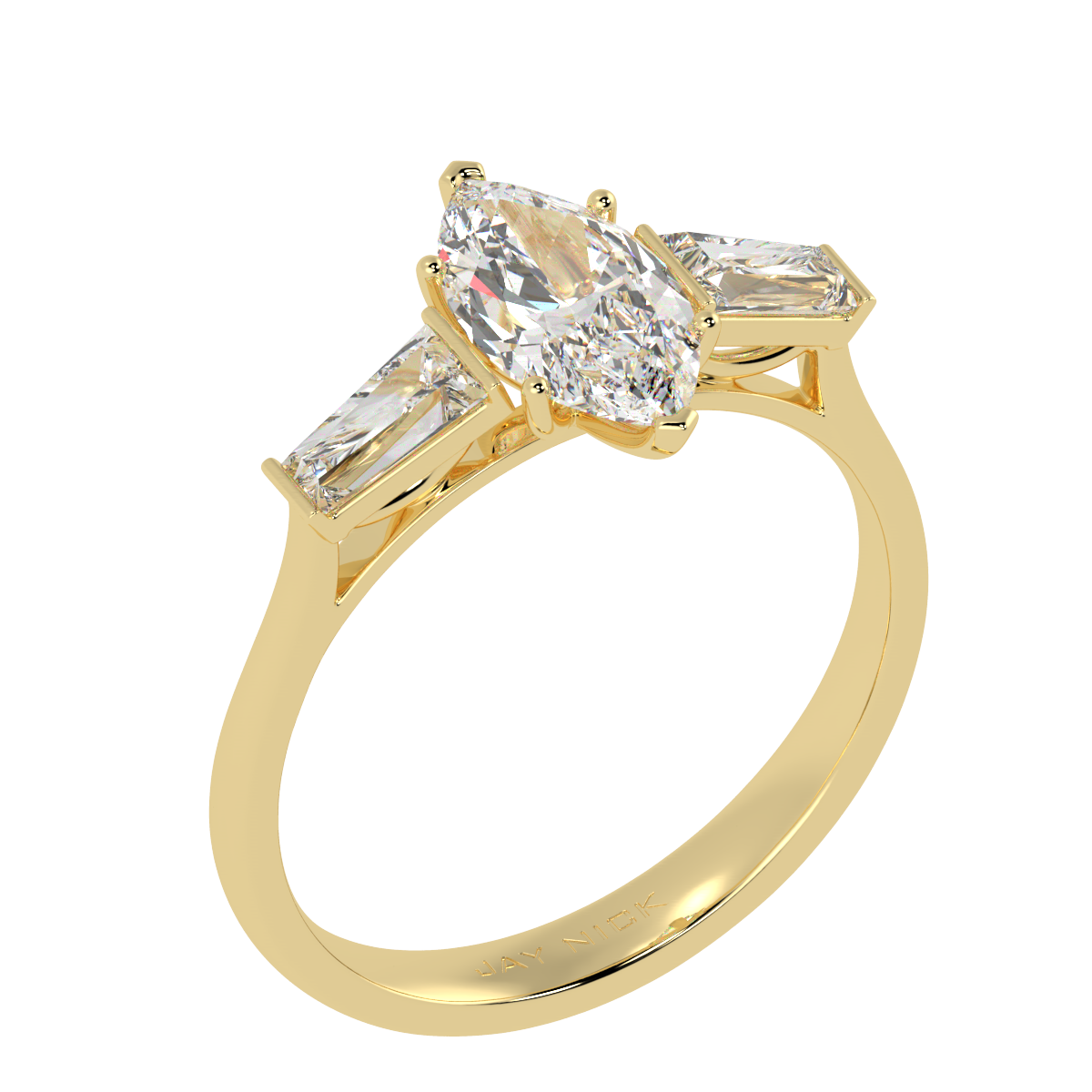 Marquise &amp; Baguette Three Stone Ring