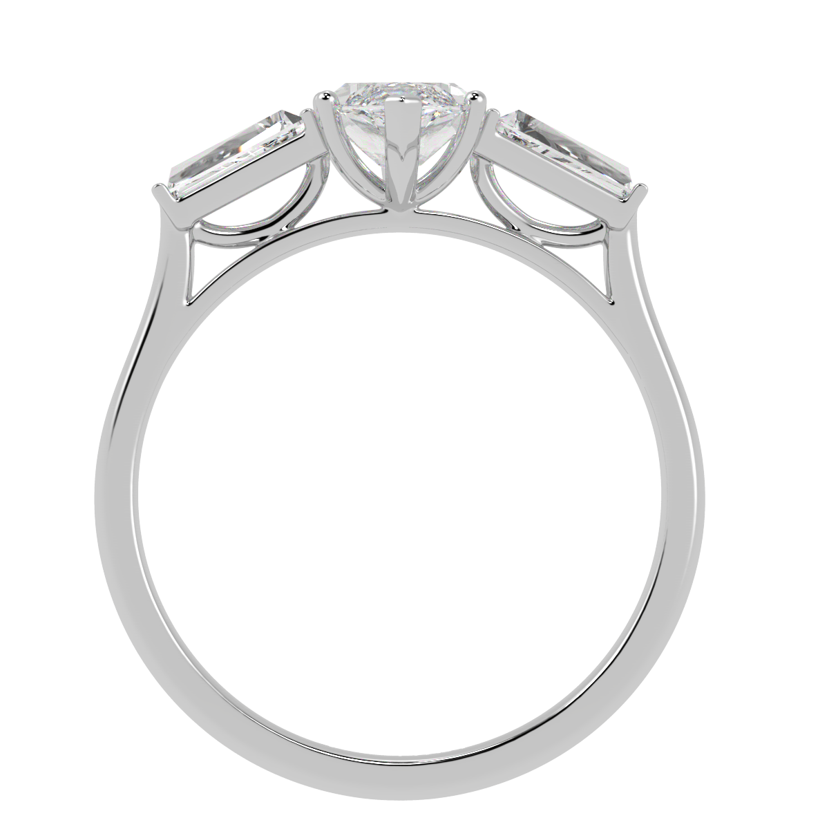 Marquise &amp; Baguette Three Stone Ring