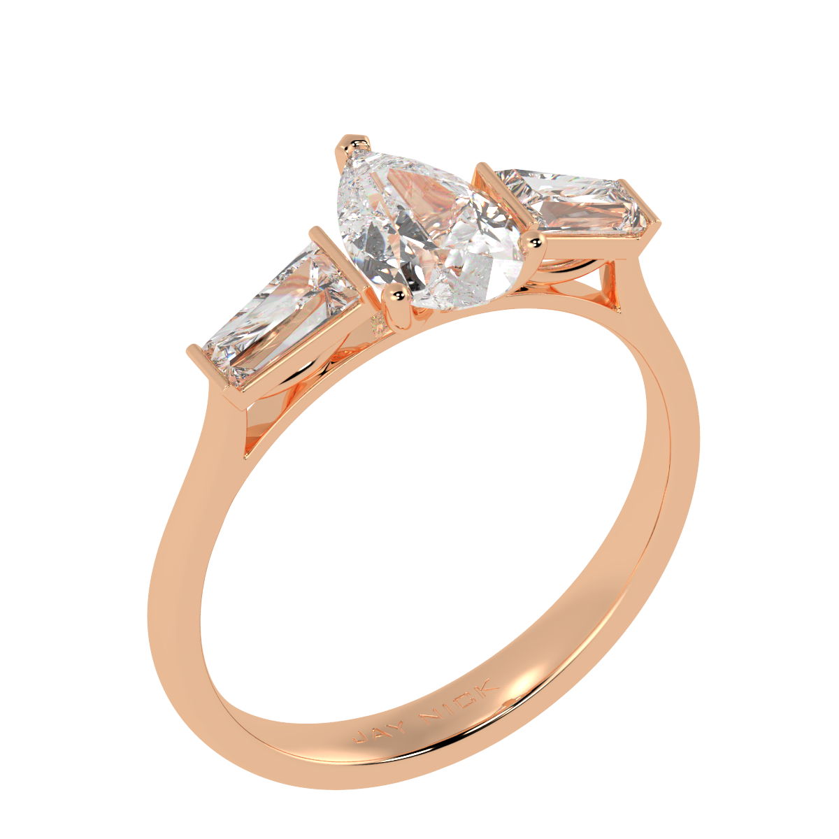 Pear &amp; Baguette Three Stone Ring