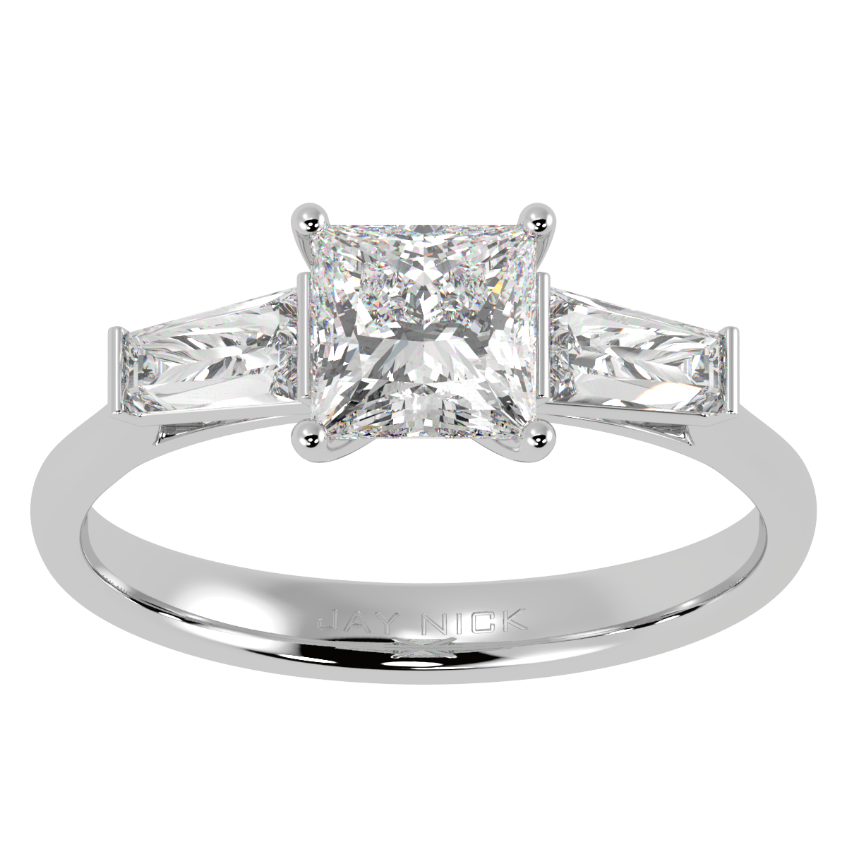 Princess &amp; Baguette Three Stone Ring