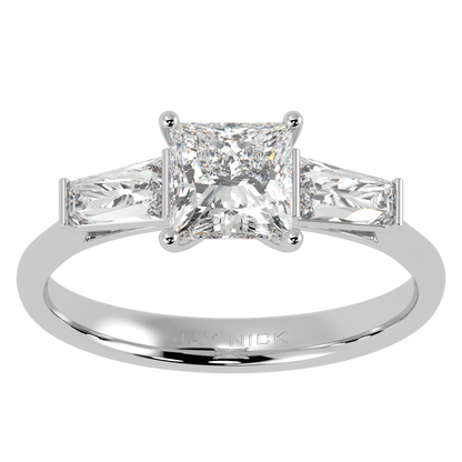 Princess &amp; Baguette Three Stone Ring