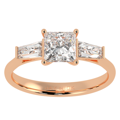 Princess &amp; Baguette Three Stone Ring