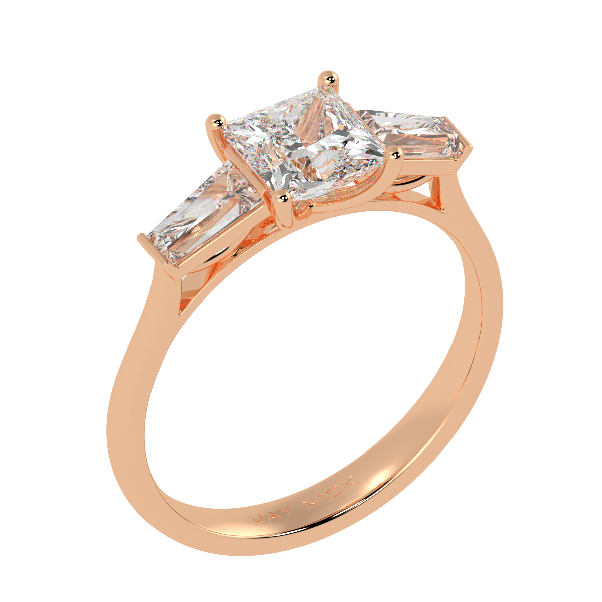 Princess &amp; Baguette Three Stone Ring