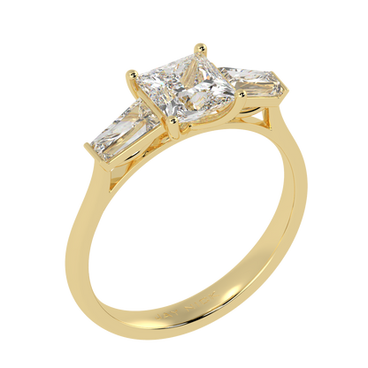 Princess &amp; Baguette Three Stone Ring