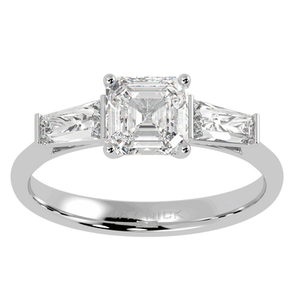 Asscher &amp; Baguette Three Stone Ring