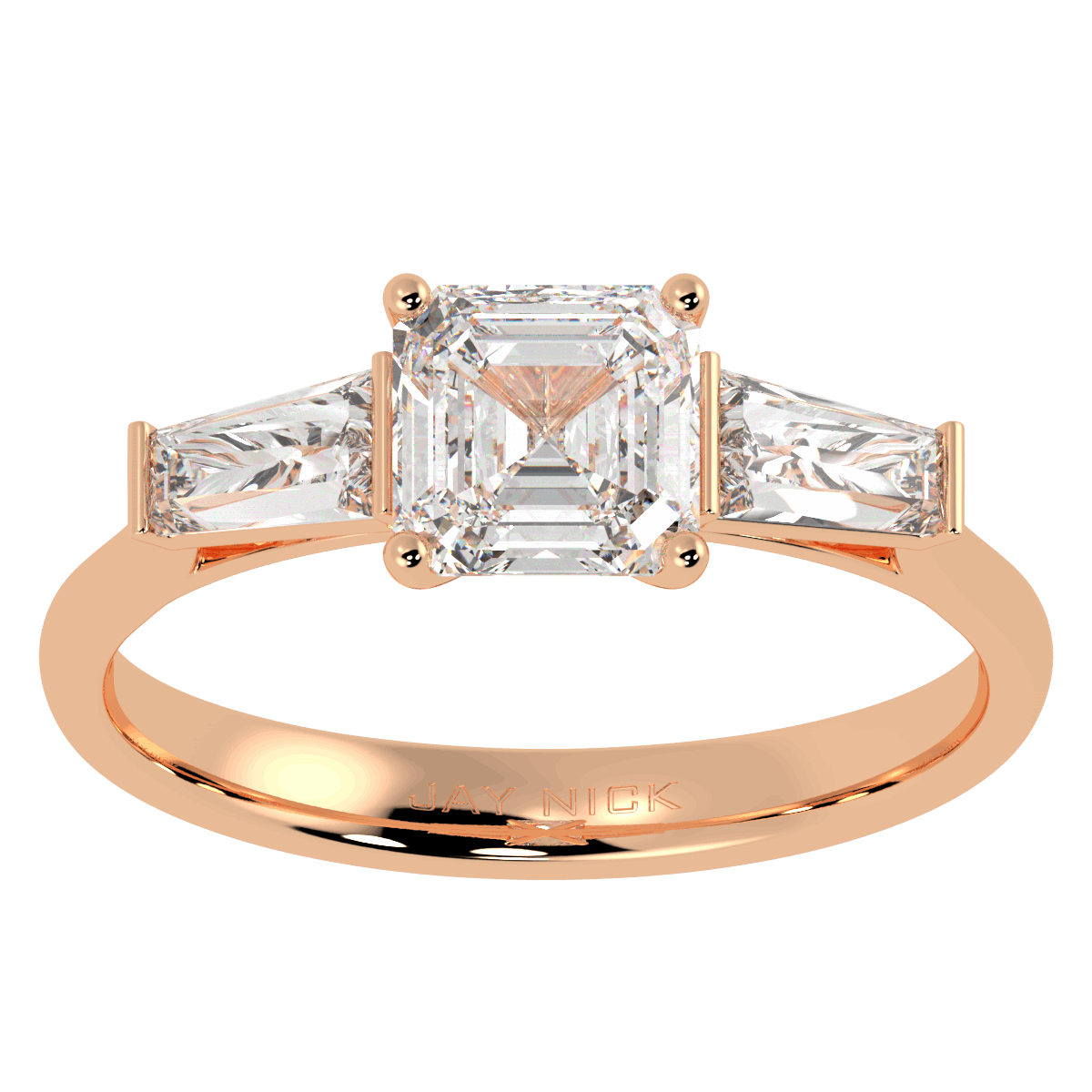 Asscher &amp; Baguette Three Stone Ring