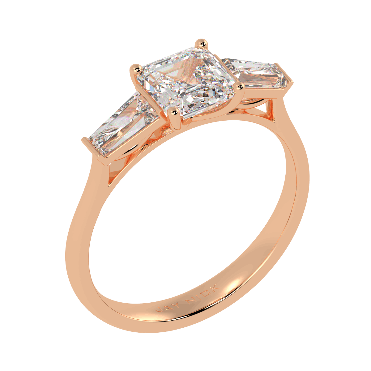 Asscher &amp; Baguette Three Stone Ring