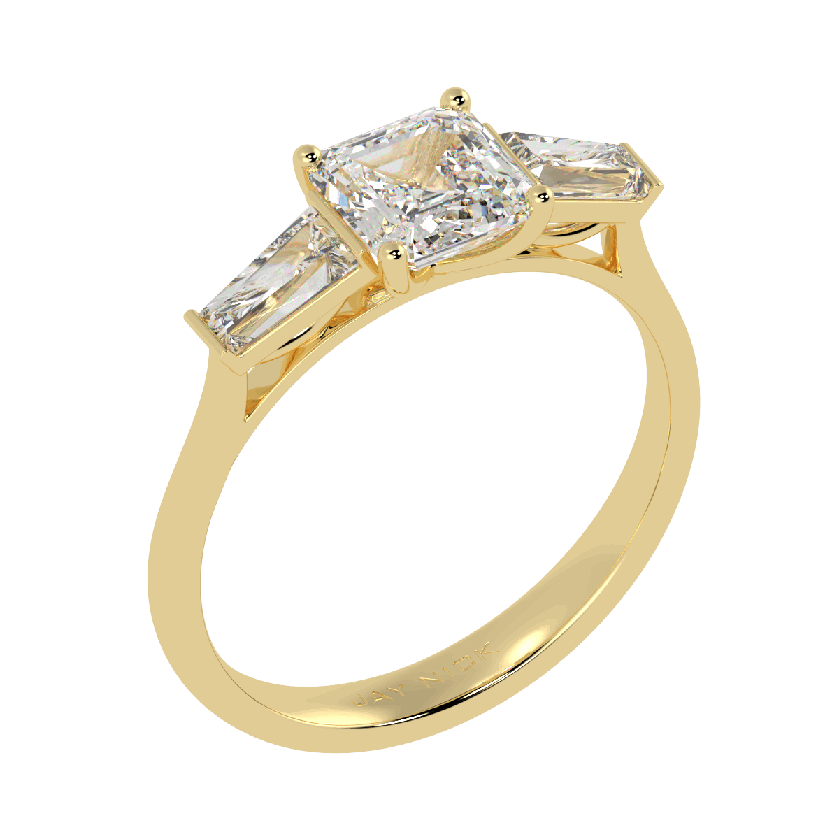 Asscher &amp; Baguette Three Stone Ring