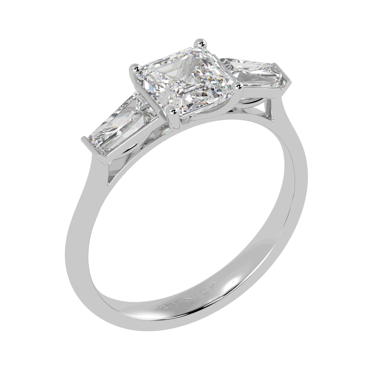 Asscher &amp; Baguette Three Stone Ring