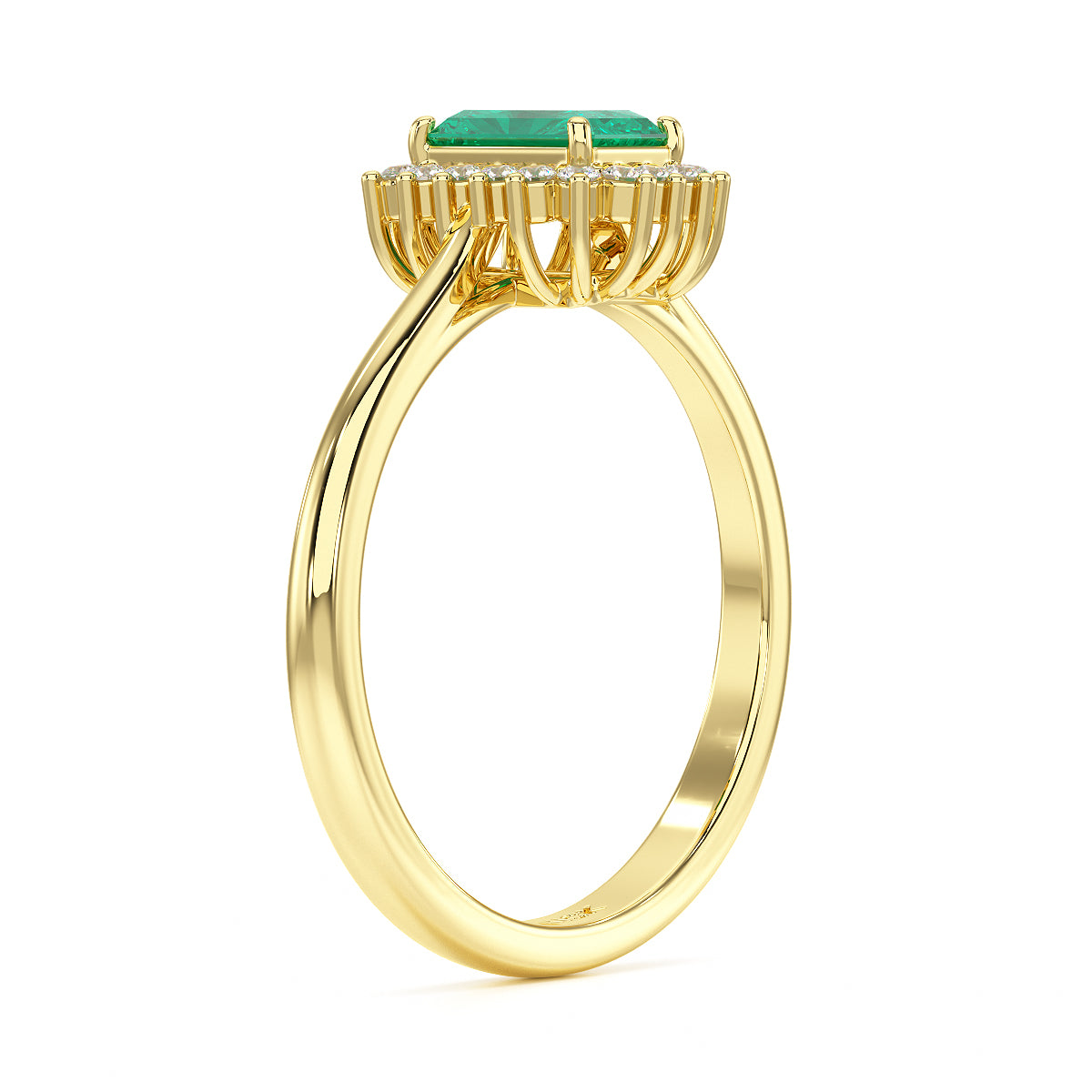 Rectangular Emerald Sunburst Ring