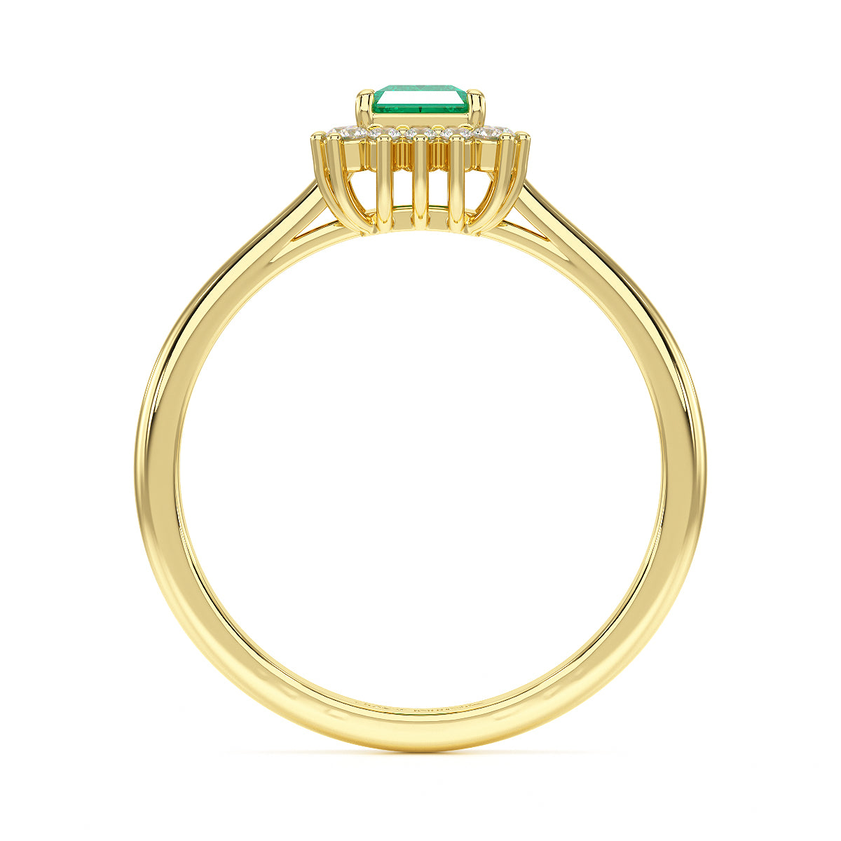 Rectangular Emerald Sunburst Ring