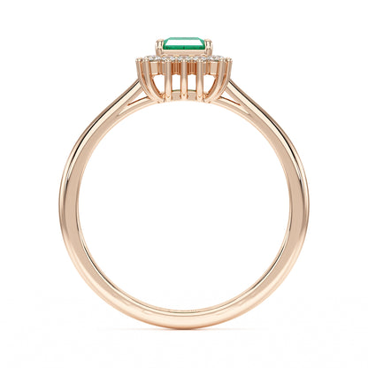 Rectangular Emerald Sunburst Ring