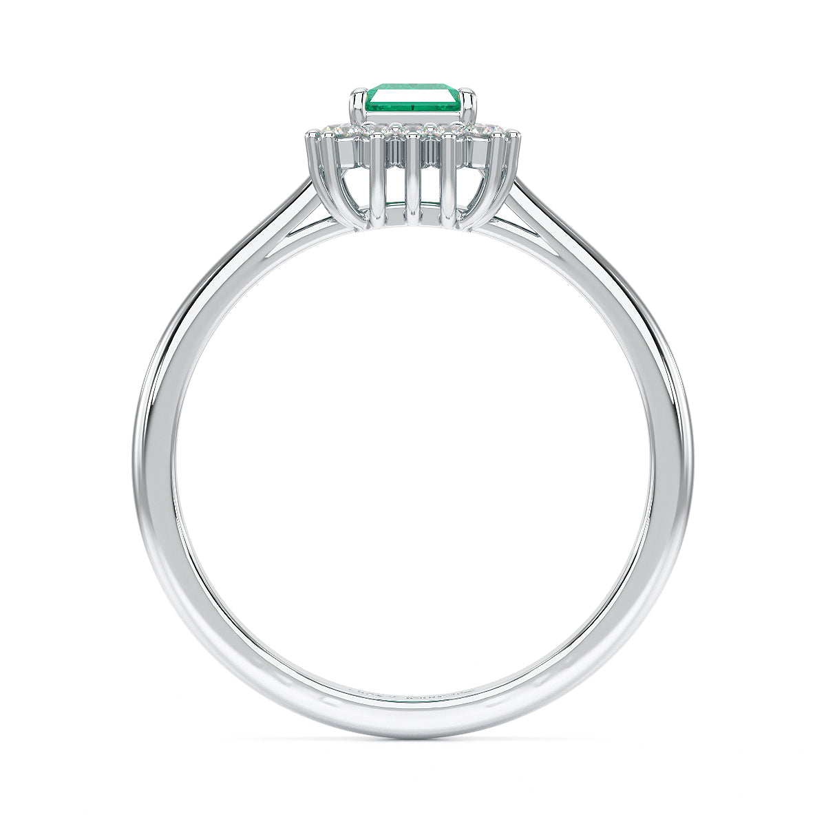 Rectangular Emerald Sunburst Ring