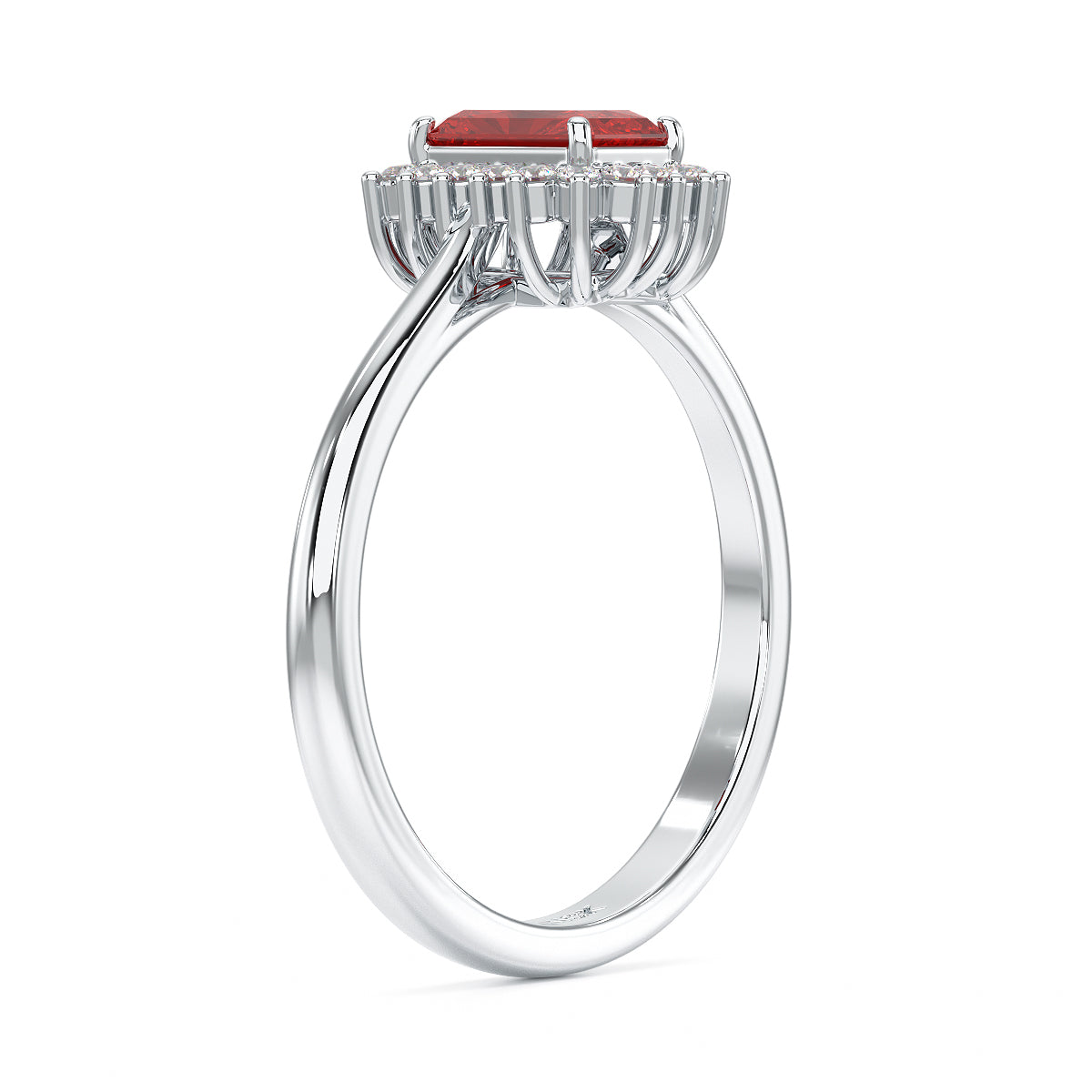 Rectangular Ruby Sunburst Ring