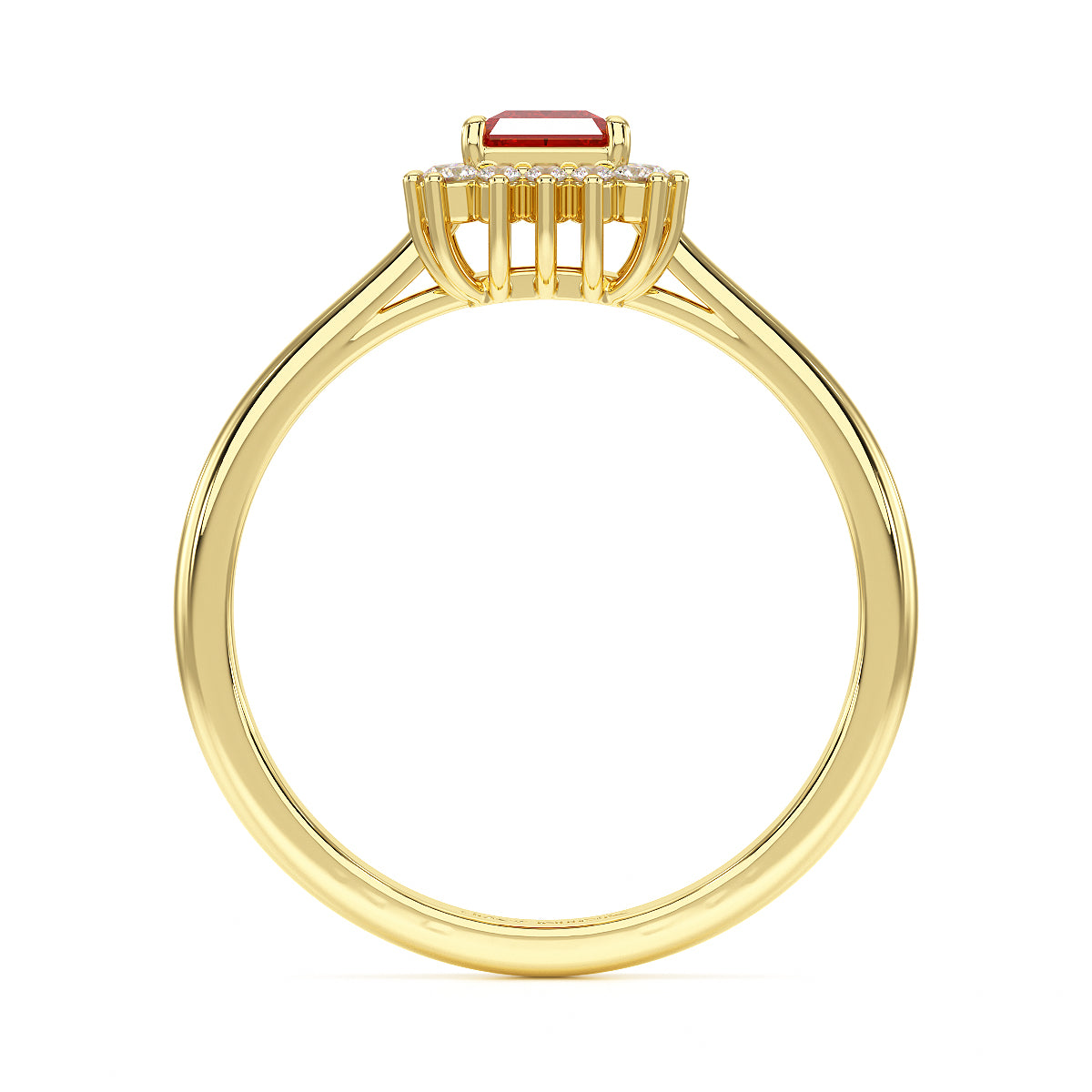 Rectangular Ruby Sunburst Ring