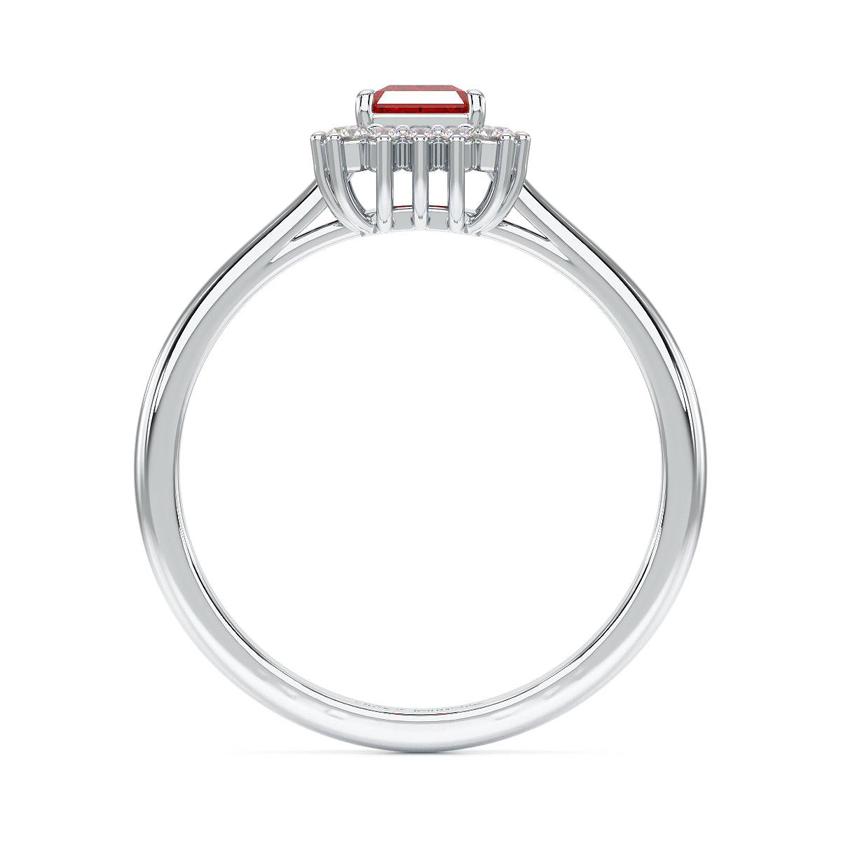 Rectangular Ruby Sunburst Ring