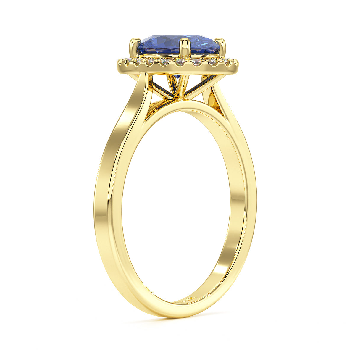 Oval Blue Sapphire Halo Ring