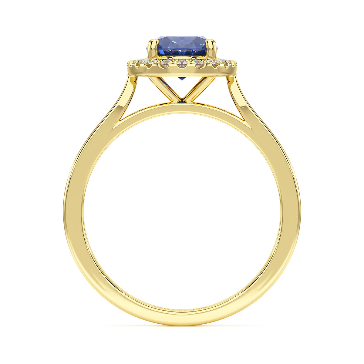 Oval Blue Sapphire Halo Ring