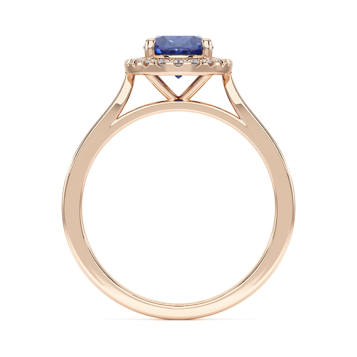 Oval Blue Sapphire Halo Ring