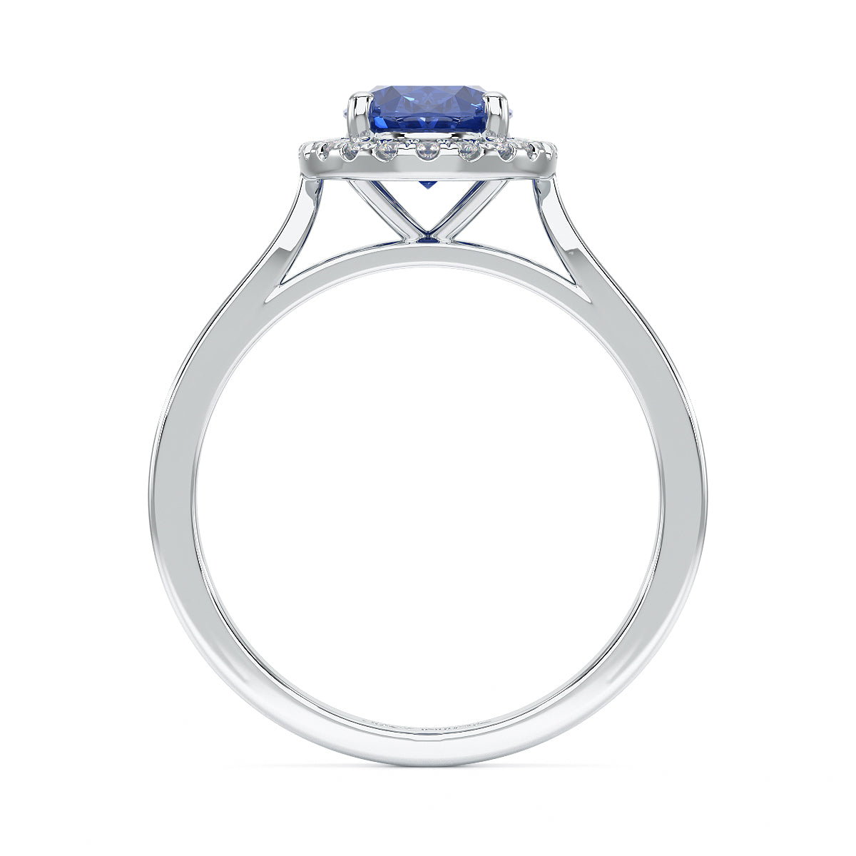 Oval Blue Sapphire Halo Ring