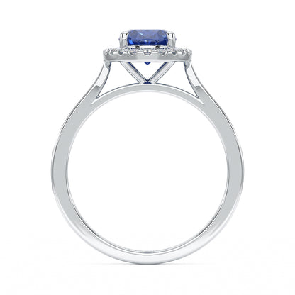 Oval Blue Sapphire Halo Ring