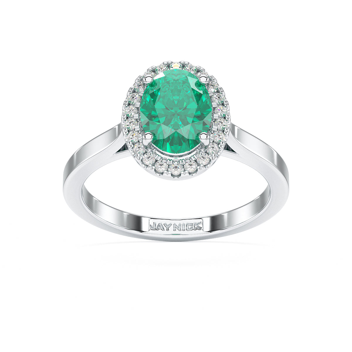 Oval Emerald Halo Ring