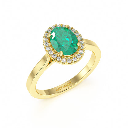 Oval Emerald Halo Ring