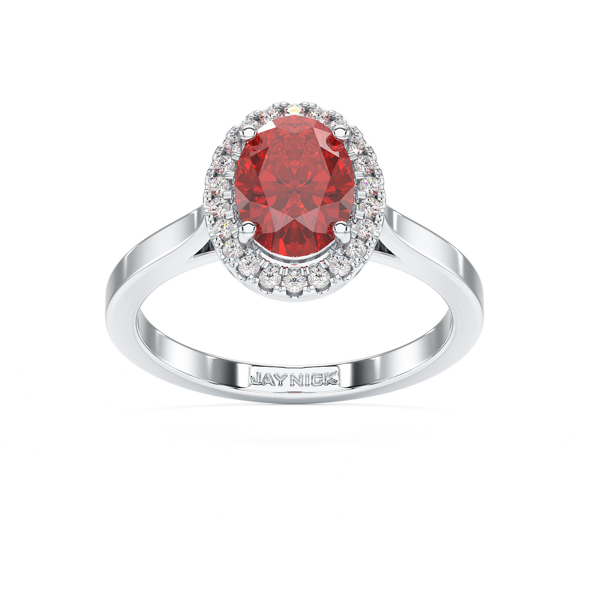 Oval Ruby Halo Ring